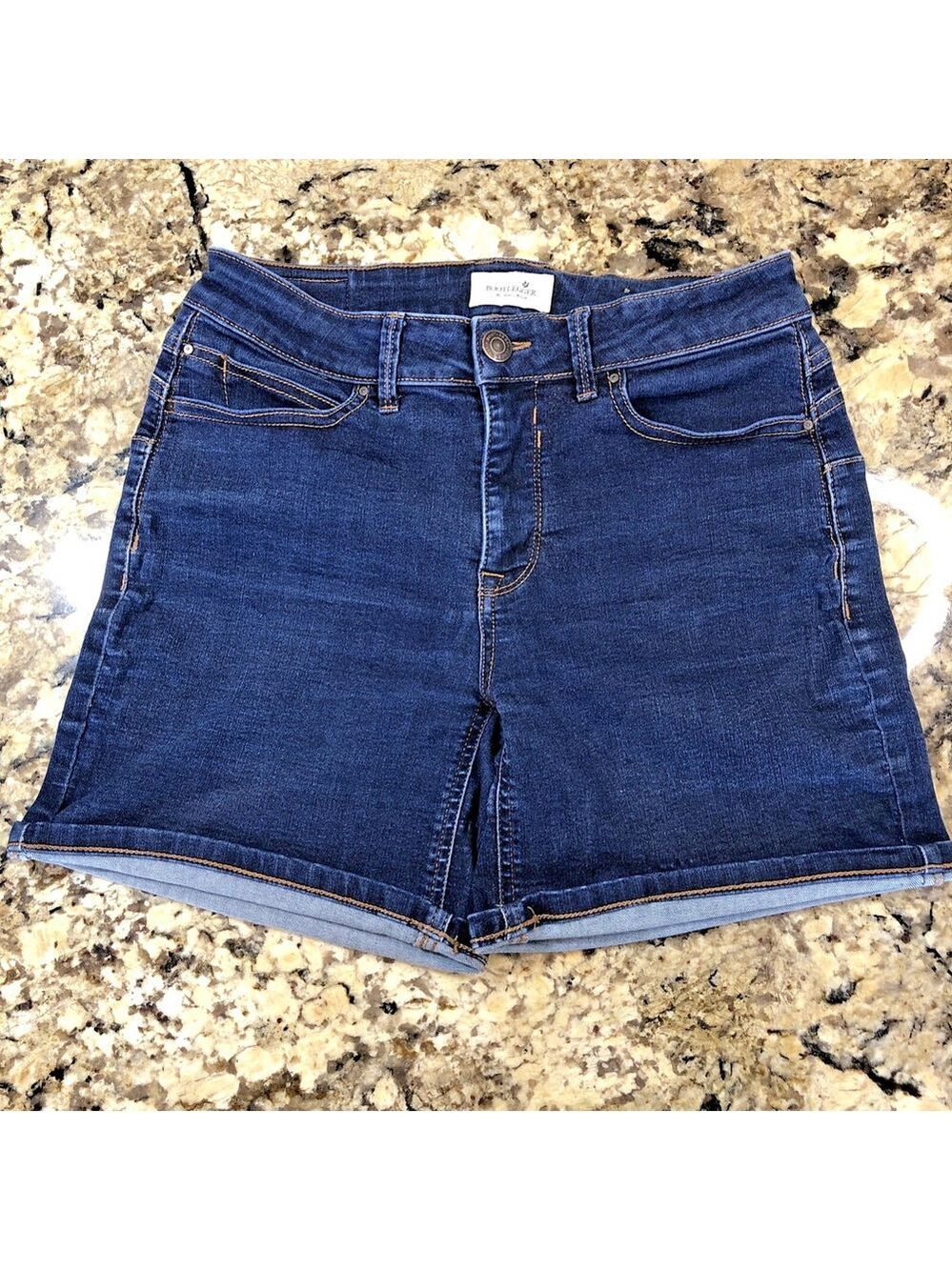 Size 27 W X 5.5” Bootlegger Jean Shorts The Real McCoy Dark Blue Folded Cuffs